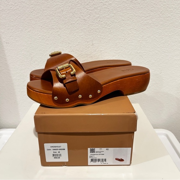Chloe Shoes - Chloé Jeannette Platform Slide Sandals in Ginger Brown, Size 40, New in Box